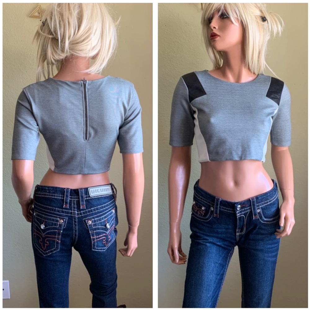 NWT MASON Leather Inset Crop Top